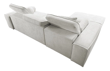 Rohová sedací souprava s funkcí spaní Viano šedomodrá levá stylová rohová sedací souprava se zajímavým tvarem nastavitelné opěrky hlavy dekorativní polštáře