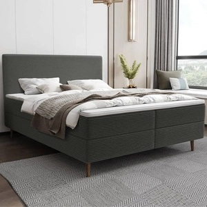 Kontinentální postel Totti 180x200 grafitová stylová postel s úložným prostorem trojrozměrná tkanina s výraznými pruhy