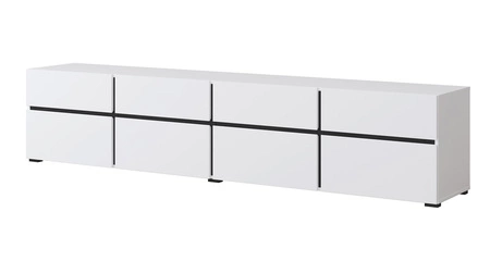 TV skříňka Cross 225 cm bílá jednoduchý tvar v moderním designu ideální skříňka do obývacího pokoje a obýváku geometrický tvar