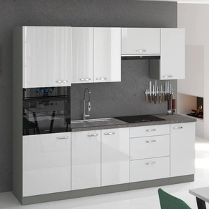 Sada kuchyňského nábytku Bianka 240 cm lesklé přední strany ideální pro moderní skandinávský a klasický interiér