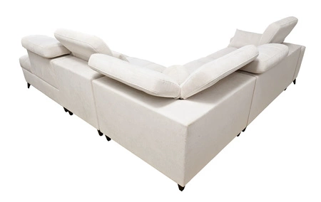 Rohová sedací souprava s funkcí spaní Penejos IX modrá pravostranná stylová rohová sedací souprava s kontejnery na lůžkoviny pohodlné nastavitelné opěrky hlavy