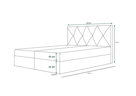 Šedá kontinentální postel Arvada 180x200 v moderním skandinávském stylu s čalouněným čelem