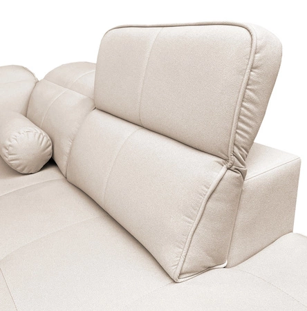 Rohová sedací souprava Samos béžová pravý roh moderní design jednoduchý a stylový design, který se hodí do každého interiéru nastavitelné opěrky hlavy