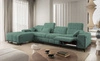 Rohová pohovka s funkcí spaní Penejos XII Lux zelená levostranná stylová rohová pohovka s pohodlnou výsuvnou podnožkou