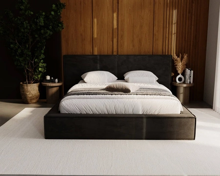 Čalouněná postel Palise 180x200 černá stylová postel s úložným prostorem na lůžkoviny pohodlný podhlavník zaujme svým elegantním designem