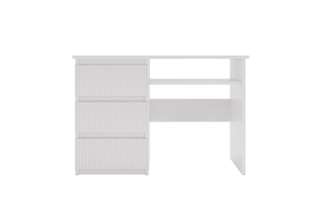 Psací stůl se zásuvkami Flexi 110 cm bílý univerzální psací stůl s možností instalace zásuvek na obou stranách dekorativní drážkované čela