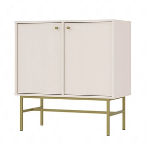 Komoda Kioto III 84 cm béžová minimalistický design ideální do ložnice nebo obývacího pokoje zlaté úchyty stabilní rám