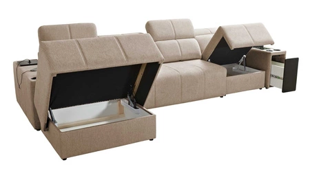 Rohová sedací souprava s funkcí spaní Tesalia XII hnědá levá moderní design pohodlný posuvný opěrák zásuvka v boku nábytku