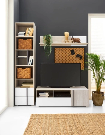 Knihovna Remona 45 cm dub wilton bílá / bílá ideální do pokoje pro mládež moderní design prostorná knihovna