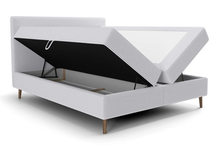 Kontinentální postel Totti 180x200 šedá jasan stylová postel s úložným prostorem na lůžkoviny trojrozměrná pruhovaná tkanina