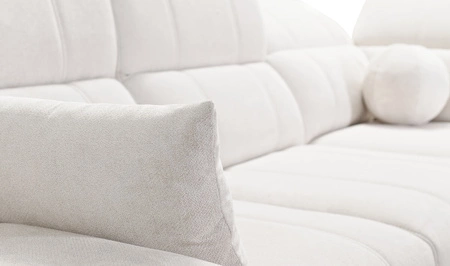 Rohová sedací souprava s funkcí spaní Penejos béžová levá elegantní rohová sedací souprava s úložným prostorem na lůžkoviny pohodlné nastavitelné opěrky hlavy