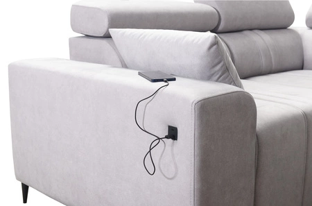 Rohová pohovka s funkcí spaní Castel III Lux šedý jasan levá extrémně pohodlná rohová pohovka do obývacího pokoje s výsuvnou podnožkou