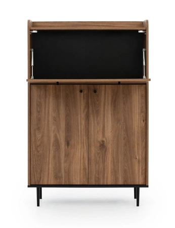 Komoda Apallo 90 cm brandy dub castello originální design vysoké horní ráfky baru na kovových nohách