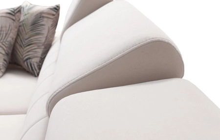 Rohová sedací souprava s funkcí spaní Savona grafit / bílá pravá elegantní rohová sedací souprava s nastavitelnými opěrkami hlavy dekorativní prošívání