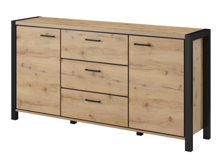 Komoda Aktiv 180 cm dub taurus / černá stylový design komoda v industriálním stylu černé kovové úchytky