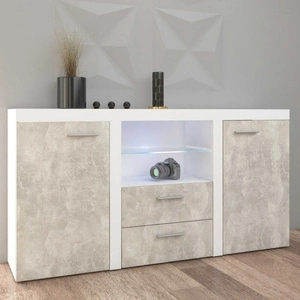 Komoda Rene 156 cm bílá / světlý beton designový a pohodlný kus nábytku pro moderní a funkční interiéry