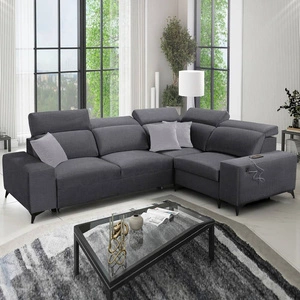 Kelly Sleek II rohová pohovka s funkcí spaní grafitová pravá elegantní rohová pohovka do obývacího pokoje z odolné tkané látky
