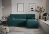 Rohová sedací souprava s funkcí spaní Brandon tyrkysová pravá strana měkká tkanina s charakteristickou smyčkovou povrchovou nádobou na lůžkoviny