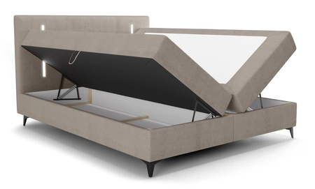 Kontinentální postel Norco 180x200 tmavě béžová Stylová postel s úložným boxem Osvětlení v čele postele dodává jedinečný nádech