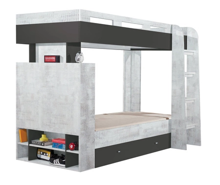 Patrová postel Tablo 90x200 cm grafit / enigma ideální pro dětské a mládežnické pokoje lemování zakončené speciální dýhou