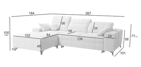Rohová sedací souprava s funkcí spaní Penejos losos levý elegantní rohová sedací souprava s úložným prostorem na lůžkoviny pohodlné nastavitelné opěrky hlavy