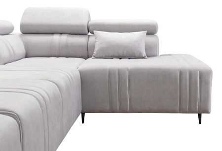 Rohová pohovka s funkcí spaní Castel VII hnědá pravostranná stylová rohová pohovka s úložným prostorem na lůžkoviny a polohovatelnými opěrkami hlavy