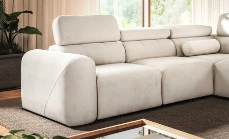 Rohová pohovka s funkcí spaní Cantare VIII cihlově červená pravostranná vkusná rohová sedací souprava s polohovatelnými opěrkami hlavy nádoby na lůžkoviny