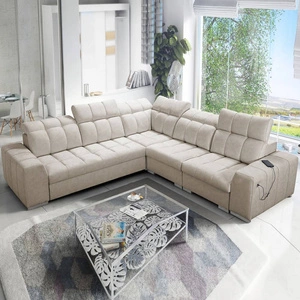 Rohová sedačka s funkcí spaní Luigi III béžová pravá pohodlná rohová sedačka do obývacího pokoje ideální pro každodenní relaxaci