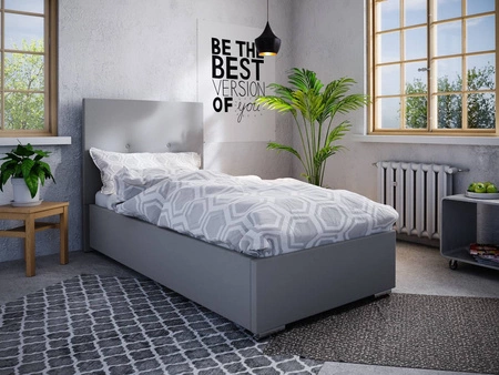 Šedá čalouněná postel Burgos 90x200 s moderním čelem ideální do pokoje pro mladé nebo malé ložnice