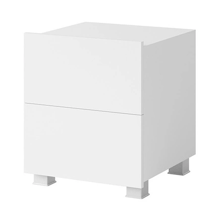 Noční stolek se zásuvkami Apulia bílý lesk s možností zavěšení minimalistický design jednoduchý tvar ideální stolek do ložnice