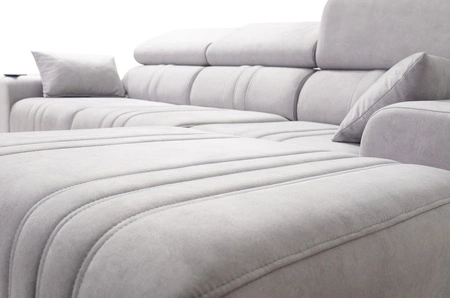 Rohová rozkládací pohovka s funkcí spaní Castel světle hnědá pravý roh pohodlná a stylová rozkládací pohovka s kontejnerem na lůžkoviny