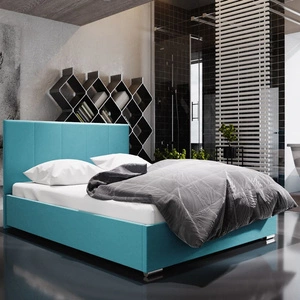Čalouněná postel Lugo 140x200 modrá s čelem v moderním stylu ideální do ložnice