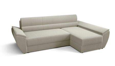 Rohová pohovka s funkcí spaní Fogu III slonovinová kost pravá rohová pohovka s područkami a úložným prostorem na lůžkoviny manšestrová tkanina