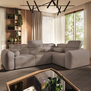 Cantare II rohová pohovka s funkcí spaní tmavě béžová pravá strana pohodlná rohová pohovka do obývacího pokoje se stylovým charakterem měkká látka