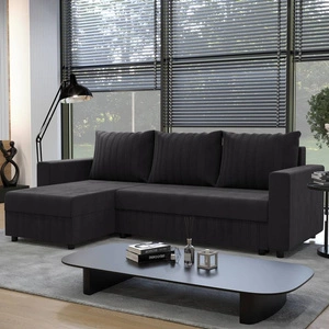 Rohová sedací souprava s funkcí spaní Pasco v grafitovém levém rohu Klasická rohová sedací souprava, která se hodí do každého interiéru Ozdobné prošívání
