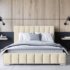 Čalouněná postel Insam 180x200 béžová stylová postel s úložným prostorem na lůžkoviny pohodlný podhlavník zaujme svým elegantním designem