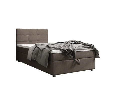 Kontinentální postel Fresno 100x200 světle hnědá v moderním skandinávském stylu s čalouněným čelem postele s úložným boxem