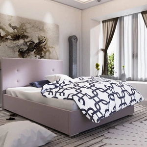 Čalouněná postel Reus 140x200 pudrově růžová s moderním stylem čela ideální do ložnice