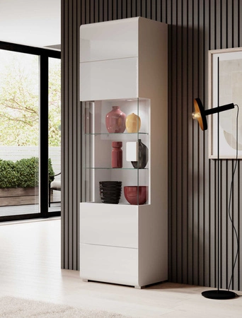 Nástěnná skříňka Toledo bílá / bílý lesk je ideální do obývacího pokoje a dodá vašemu interiéru jedinečný charakter