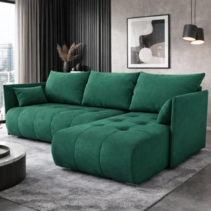 Rohová sedací souprava s funkcí spaní Selva láhev zelená univerzální rohová sedací souprava s kontejnerem na lůžkoviny pohodlná plyšová látka