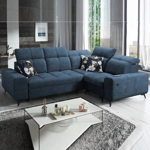 Rohová pohovka s funkcí spaní Buffalo II modrá pravá Funkční a stylová rohová pohovka s nastavitelnými opěrkami hlavy