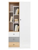 Široká knihovna Pixel 80 cm dub biscuit / bílá / šedá ideální do pokoje pro mládež velmi užitečná a má moderní design