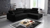 Rohová sedací souprava s funkcí spaní Nausa III černá pravá sametová stylová pohodlná rohová sedací souprava nastavitelné opěrky hlavy nádoba na lůžkoviny
