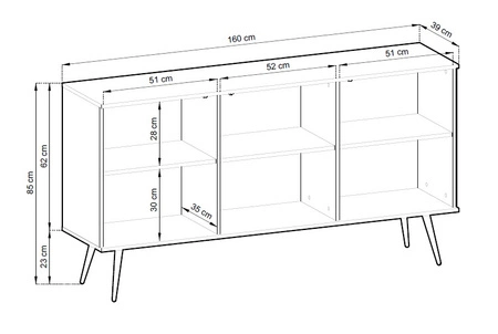Komoda Luxury 160 cm béžová elegantní designový korpus doplněný zlatým lemováním komoda stojí na vysokých kovových nohách