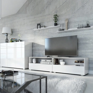 Pitagorio bílá / bílý lesk moderní design systém push to open pro dveře a zásuvky nábytková sestava s komodou