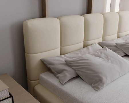 Čalouněná postel Olne 160x200 béžová stylová postel s úložným prostorem na lůžkoviny pohodlný podhlavník zaujme svým elegantním designem