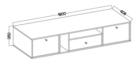 Závěsná RTV skříňka Kioto IV 180 cm béžová elegantní skříňka v tlumených barvách decentní zlaté úchytky