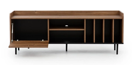 TV skříň Apallo 150 cm dub brandy castello originální design skříně na kovových nohách vysoké hrany horní části