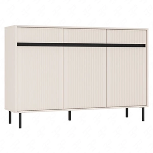Komoda Osaka 149 cm béžová/černá minimalistický design ideální pro obývací pokoje a ložnice vkusné drážkované čelo