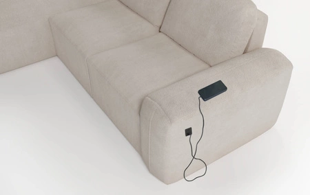 Rohová sedací souprava s funkcí spaní Arbon šedý jasan levý moderní rohový design se speciálním tvarem měkká látka